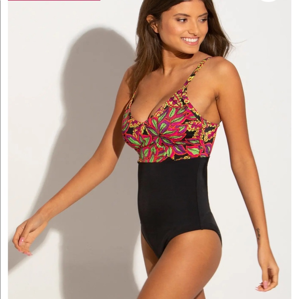 Pour Moi Heatwave Tropical Print Control One Piece SwimSuit